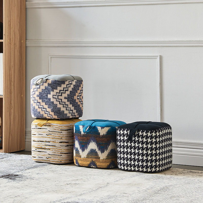 Color Block Fabric Standard Stool Modern Simple Upholstered Ottoman