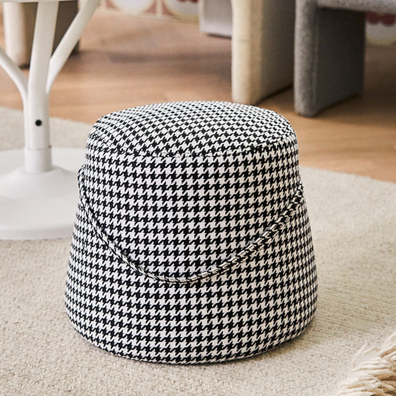 Solid Color Fabric Standard Stool Modern Style Simple Round Stool