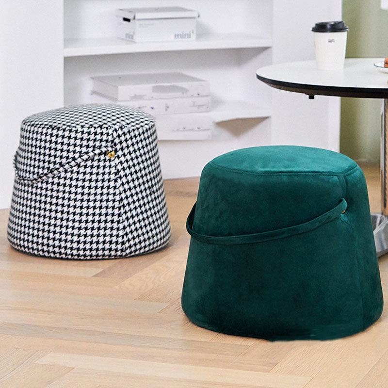 Solid Color Fabric Standard Stool Modern Style Simple Round Stool