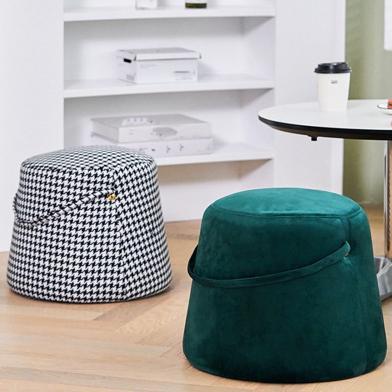 Solid Color Fabric Standard Stool Modern Style Simple Round Stool