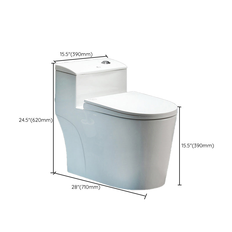 Contemporary 1 Piece Flush Toilet White Floor Mounted Urine Toilet for Washroom