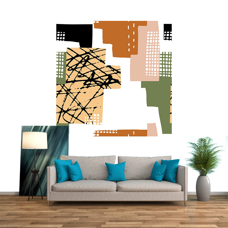 Abstract Pattern Illustration Mural Mildew Resistant Wallpaper Sleeping Room Wall Mural