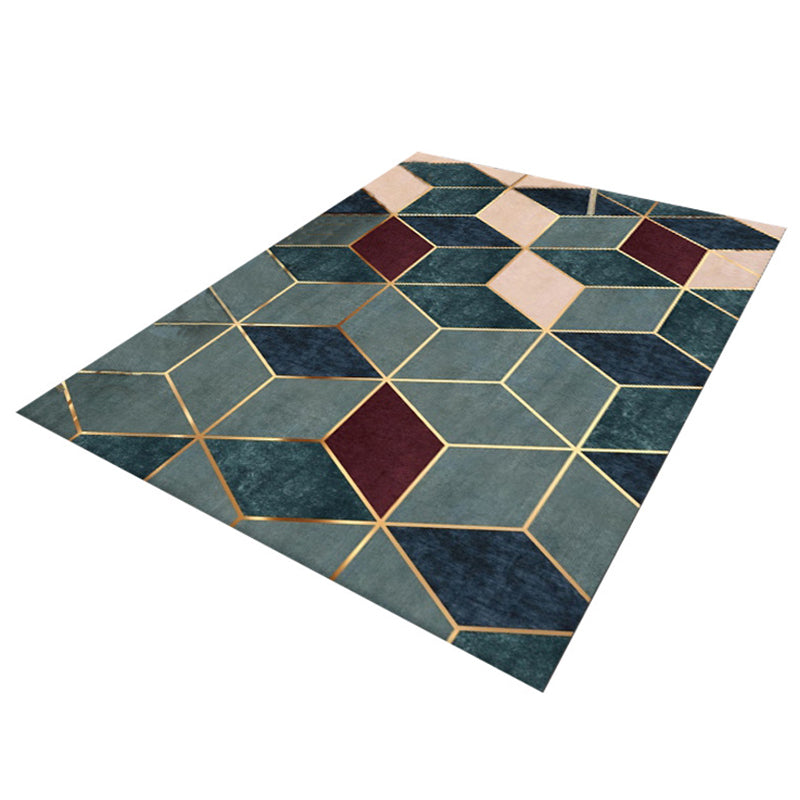 Gold Modern Carpet Geometry Polyester Carpet Washable Carpet for Living Room