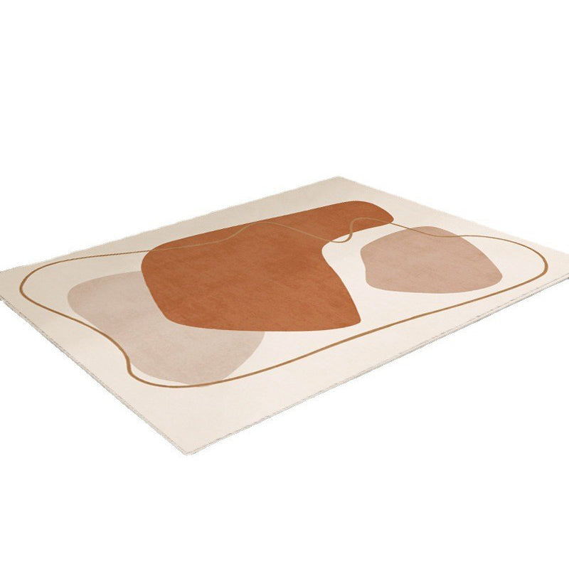 Modern Orange Rug Color Puiece Polyester Area Rug Washable Rug for Drawing Room