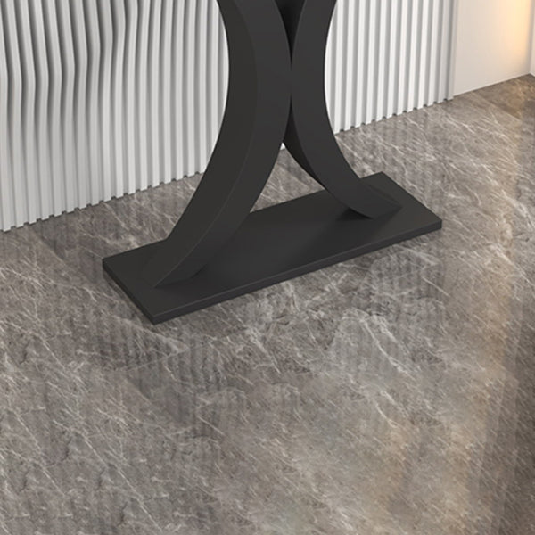 Contemporary Console Accent Table Half Moon Console Sofa Table in Stone