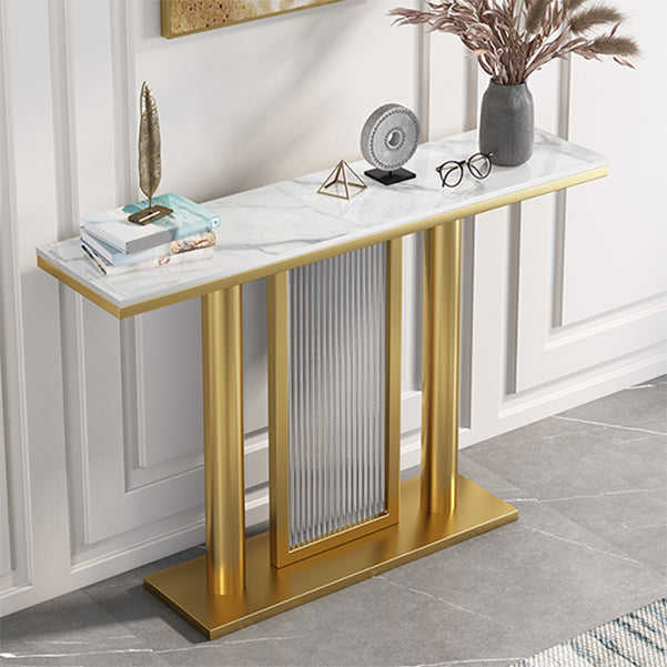 Rectangle Console Accent Table Antique Finish Modern Console Sofa Table in Stone
