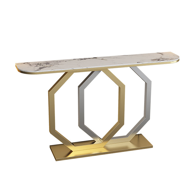 Glam Console Accent Table Antique Finish Sofa Table in Stone