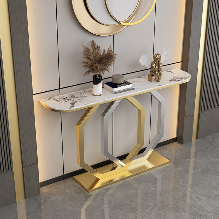 Glam Console Accent Table Antique Finish Sofa Table in Stone