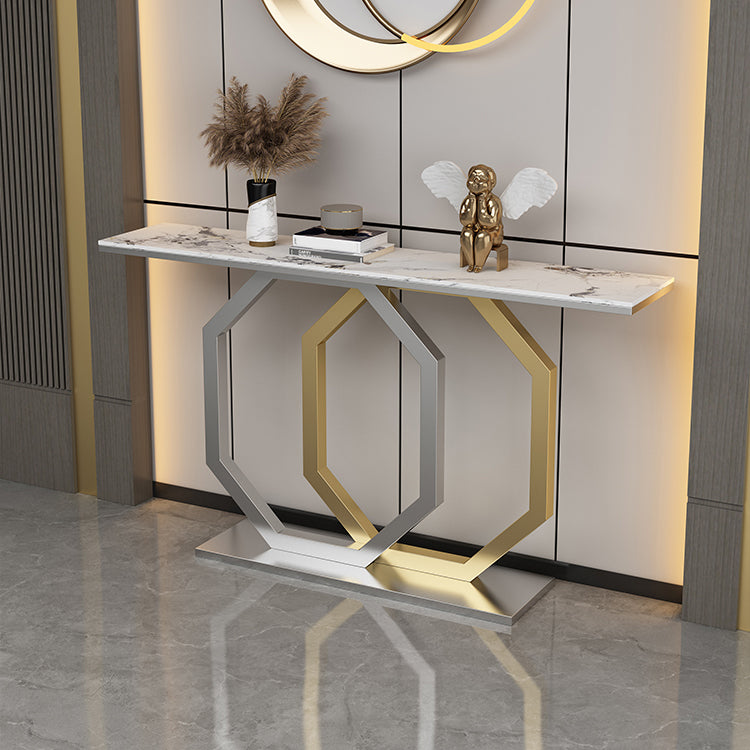 Glam Console Accent Table Antique Finish Sofa Table in Stone