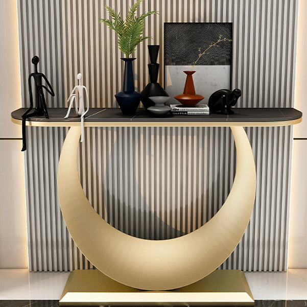 Glam Console Accent Table Scratch Resistant Console Sofa Table in Stone
