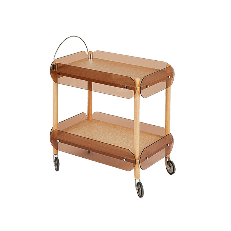 Modern Side Table Glass Top with Storage Rectangular Double Tier Accent Side Table