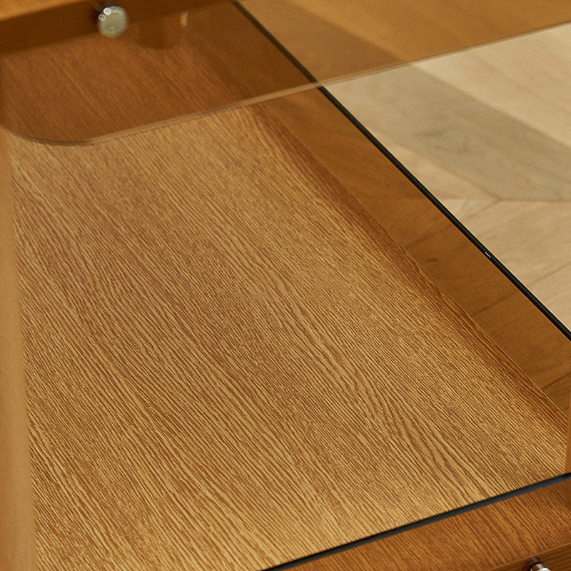 Modern Side Table Glass Top with Storage Rectangular Double Tier Accent Side Table