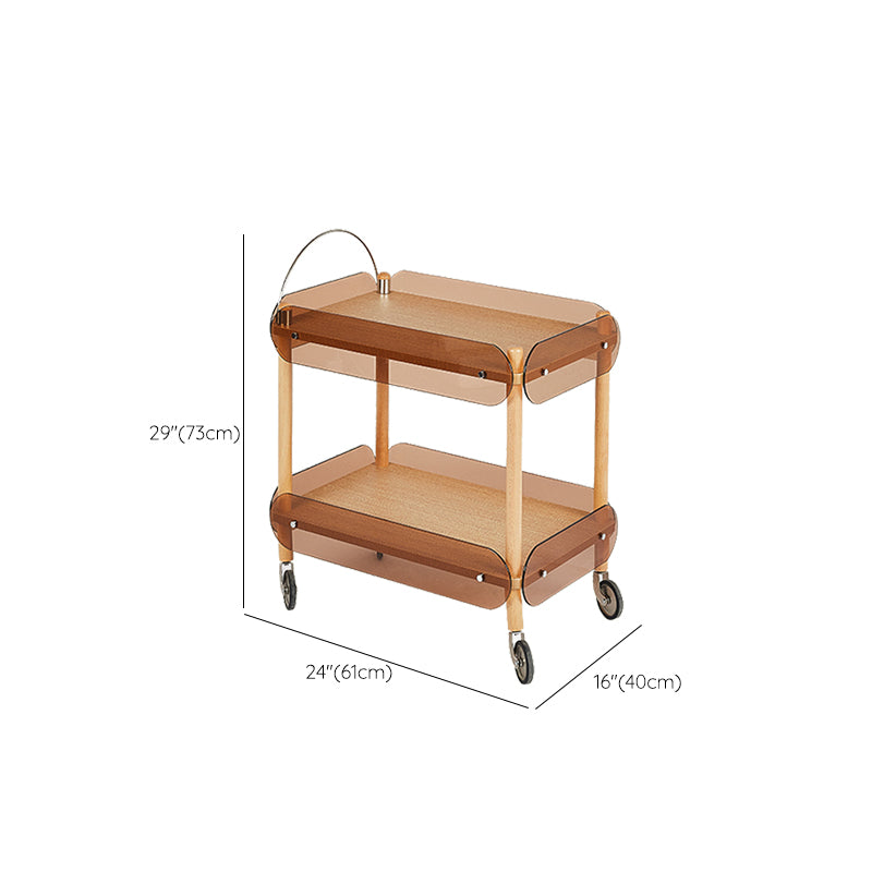 Modern Side Table Glass Top with Storage Rectangular Double Tier Accent Side Table