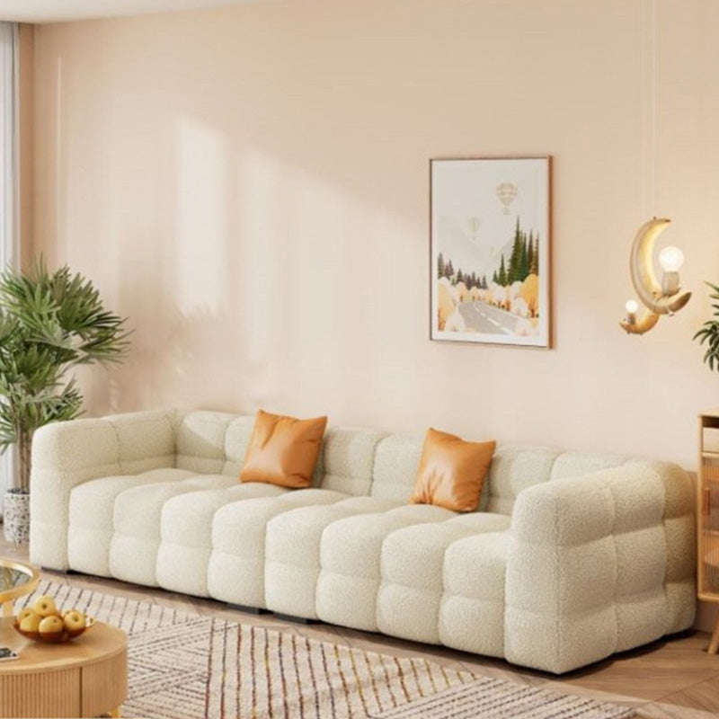 Contemporary Biscuit Back White Tuxedo Arm Living Room Seating