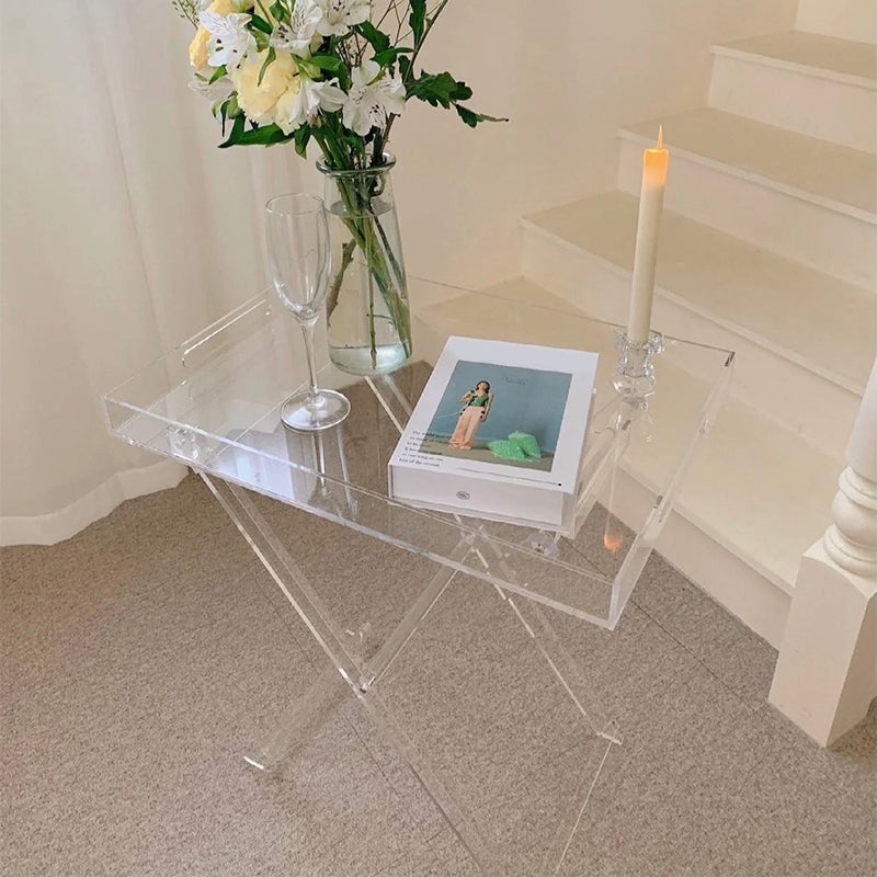 23.62" Tall Cross Legs End Table Acrylic Accent Side Table for Living Room
