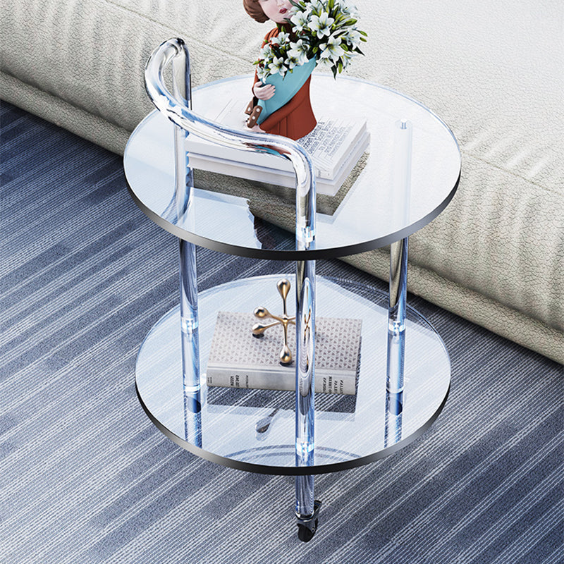Transparent Acrylic End Table Modern Round Accent Side Table