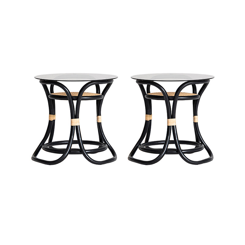 20.47" Tall Abstract Side Table Glass Top Sofa Side Accent Table
