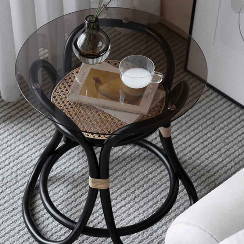 20.47" Tall Abstract Side Table Glass Top Sofa Side Accent Table