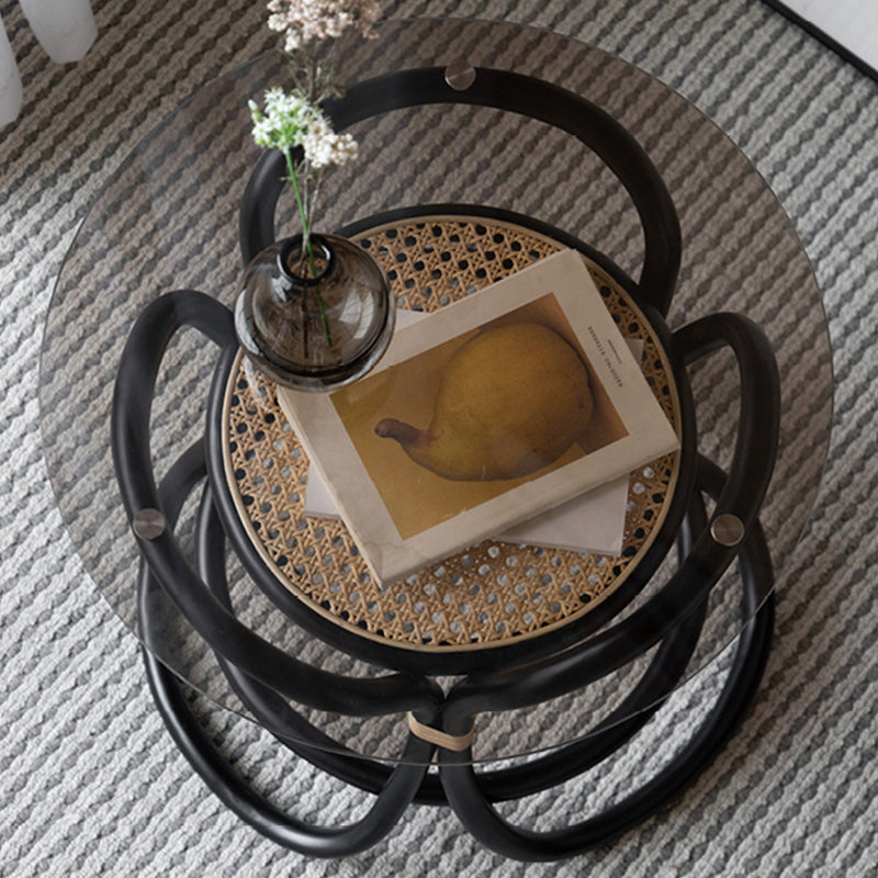 20.47" Tall Abstract Side Table Glass Top Sofa Side Accent Table