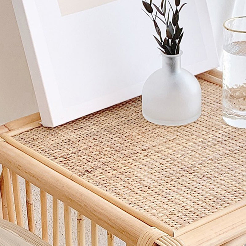 15.74" Tall Rattan End Table Rectangular Natural Accent Side Table