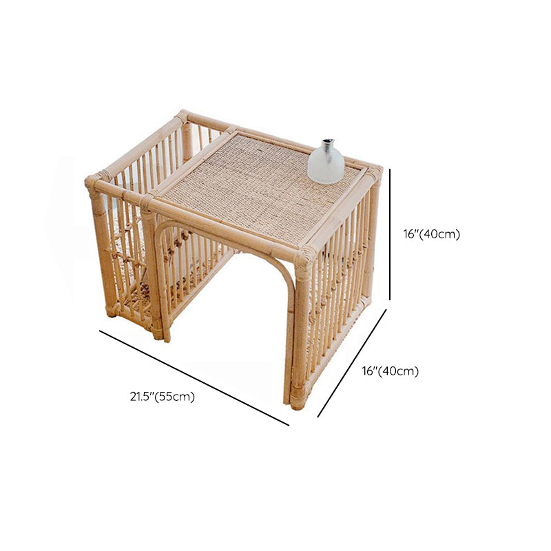 15.74" Tall Rattan End Table Rectangular Natural Accent Side Table