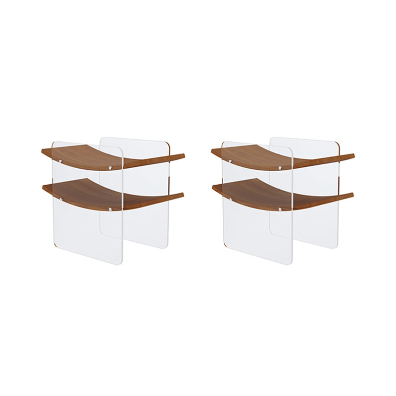 19.29" Tall Solid Wood End Table Natural Sled Accent Side Table