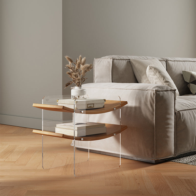 19.29" Tall Solid Wood End Table Natural Sled Accent Side Table