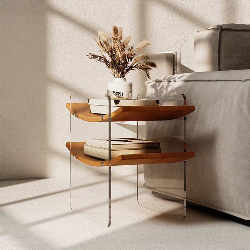 19.29" Tall Solid Wood End Table Natural Sled Accent Side Table
