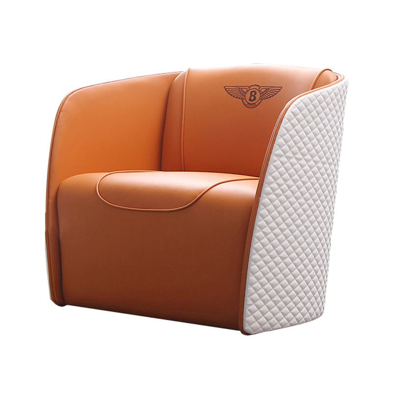 Contemporary Solid Color Chair Faux Leather Barrel Accent Chair