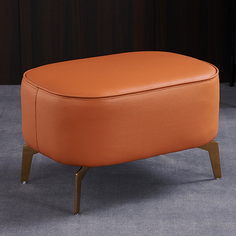 Modern Fixed Back Chair Solid Color Upholstered Genuine Leather ArmChair