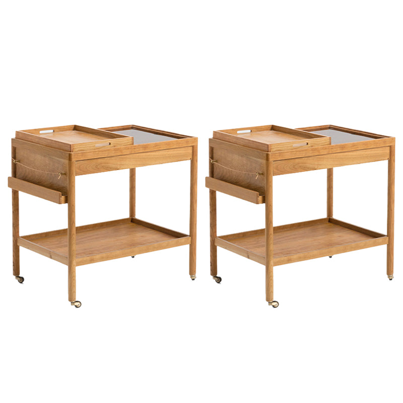 Contemporary Corner Table with Storage Rectangular Double Tier Living Room End Table