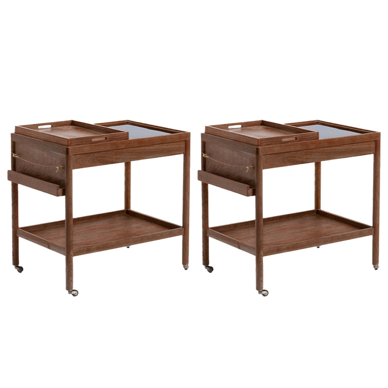 Contemporary Corner Table with Storage Rectangular Double Tier Living Room End Table
