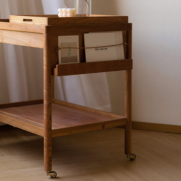 Contemporary Corner Table with Storage Rectangular Double Tier Living Room End Table