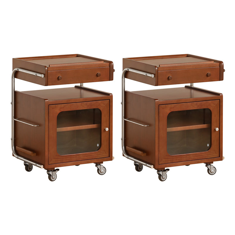 Modern Solid Wood Accent Side Table Rectangular Living Room with Storage