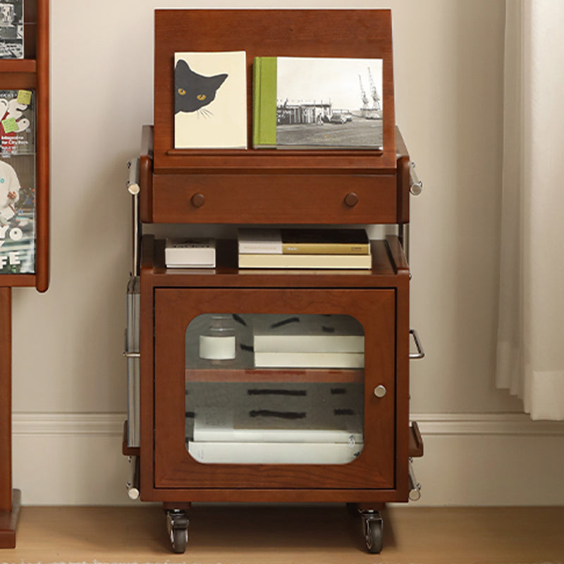 Modern Solid Wood Accent Side Table Rectangular Living Room with Storage