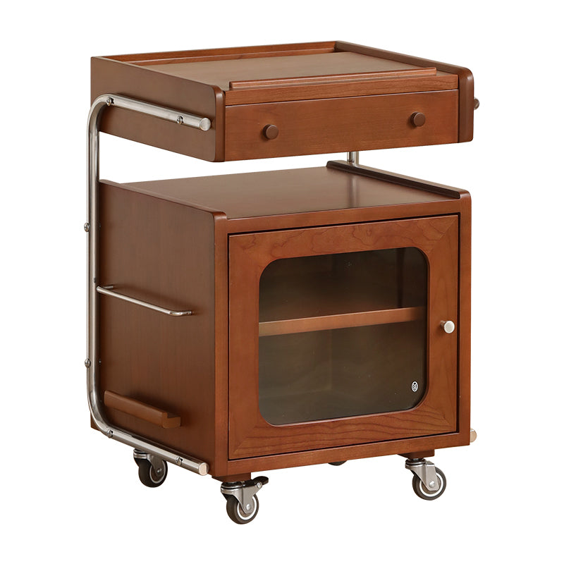 Modern Solid Wood Accent Side Table Rectangular Living Room with Storage