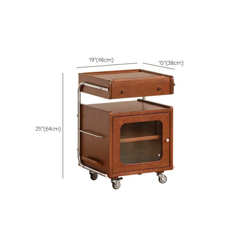 Modern Solid Wood Accent Side Table Rectangular Living Room with Storage