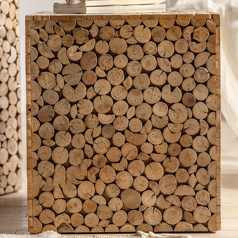 Solid Wood Living Room Side Table Light Brown Square End Table