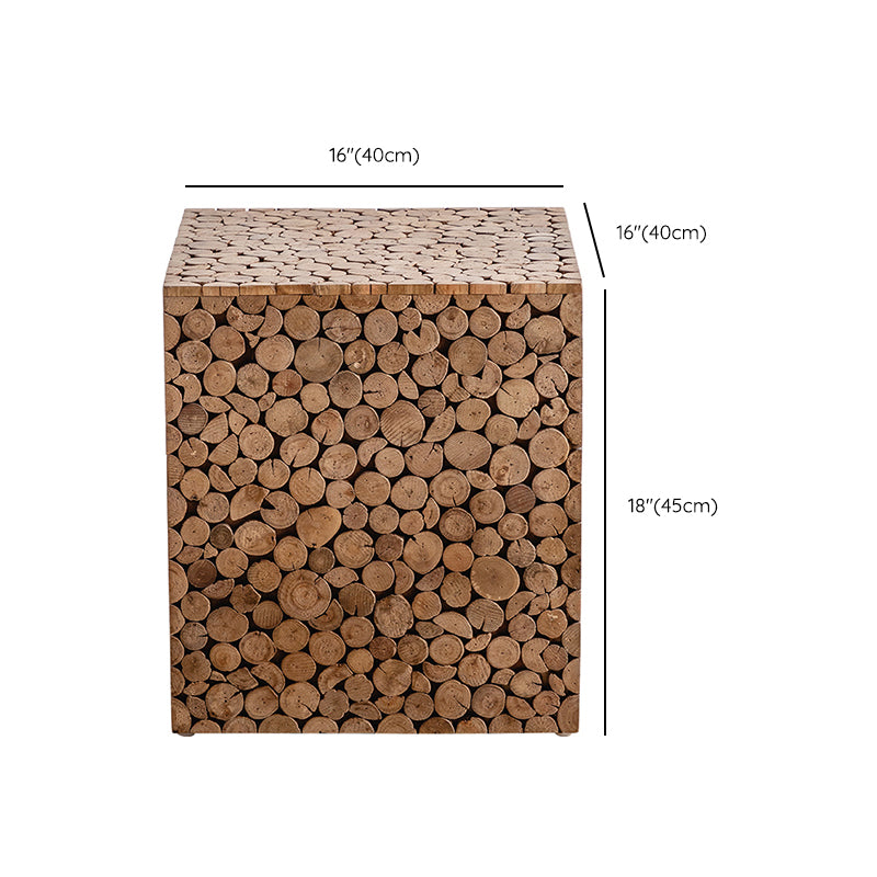 Solid Wood Living Room Side Table Light Brown Square End Table