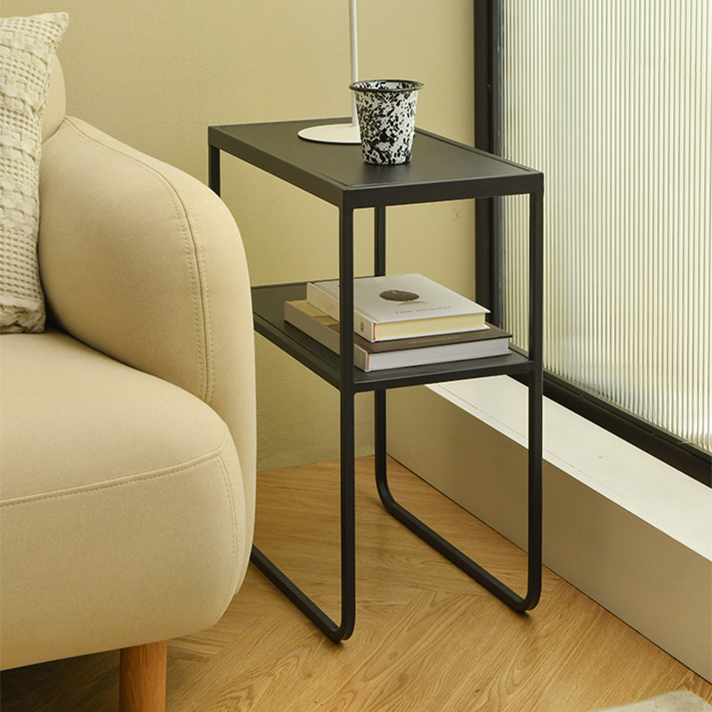 21.65" Tall 4 Legs Side Table Metal Sofa Side Accent Table with Shelf