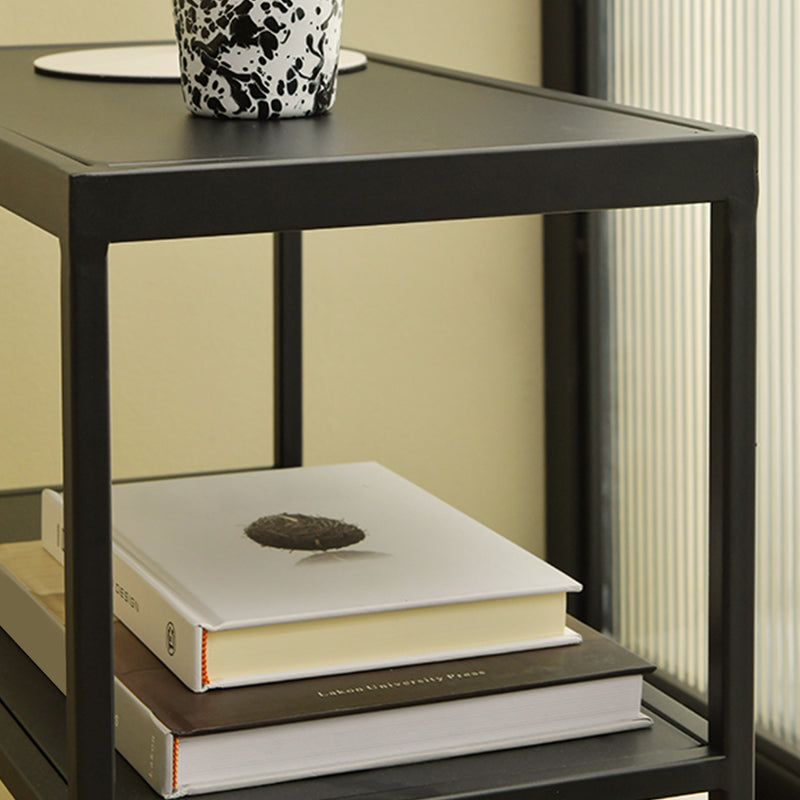 21.65" Tall 4 Legs Side Table Metal Sofa Side Accent Table with Shelf