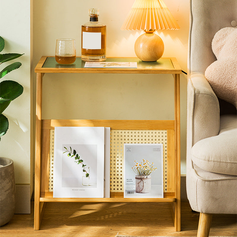 Rustic Rectangular Side Table Abstract 21.65 inch Wide End Table