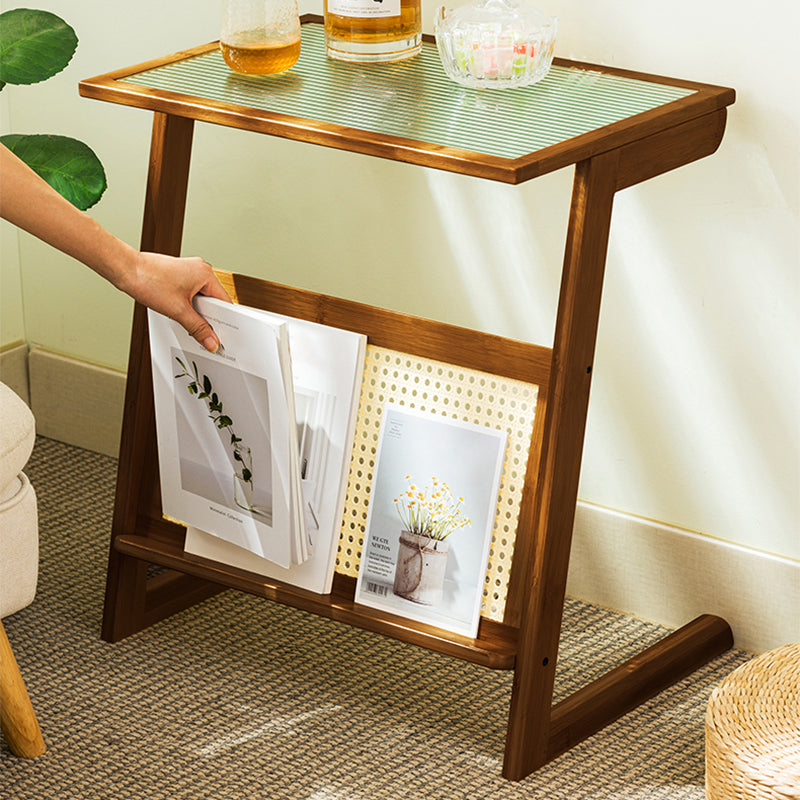 Rustic Rectangular Side Table Abstract 21.65 inch Wide End Table