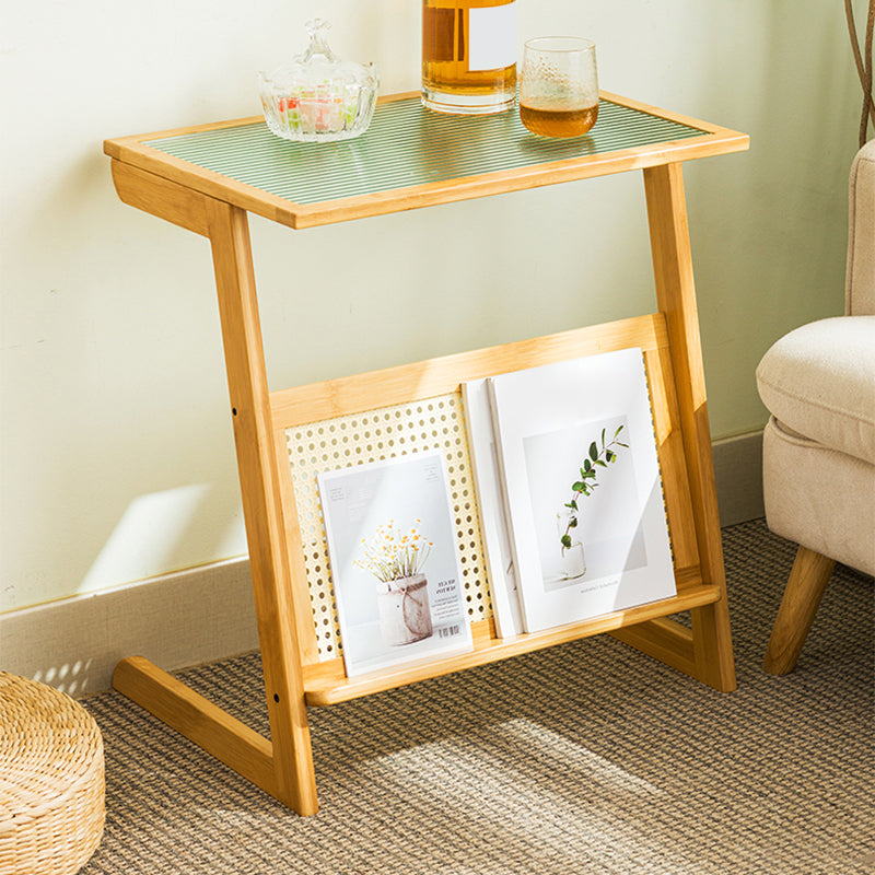 Rustic Rectangular Side Table Abstract 21.65 inch Wide End Table