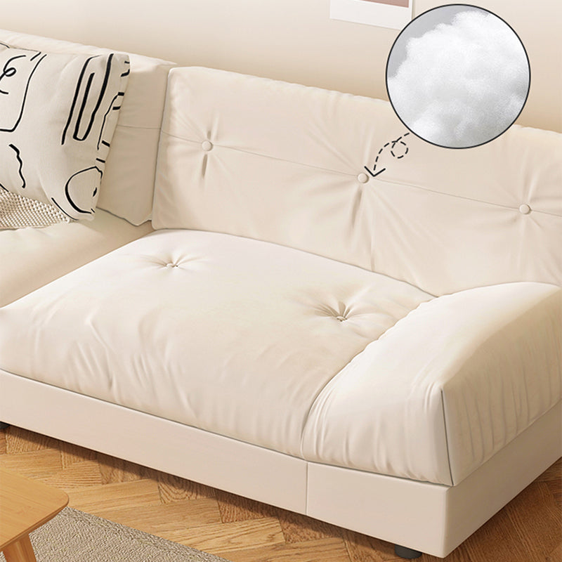 Modern Style Fabric Sofa in Off-White Living Room Square Arm Sofa