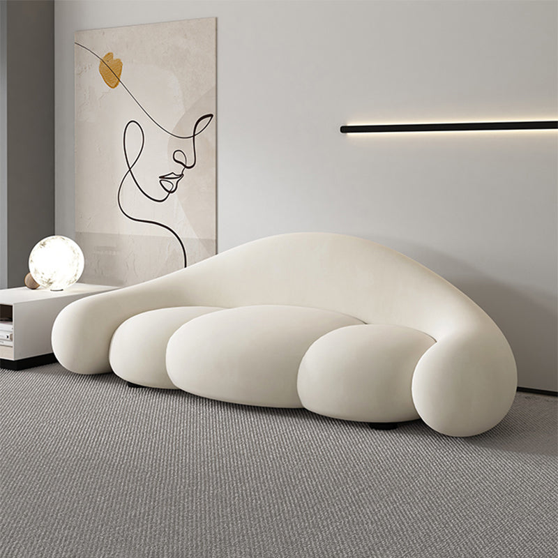 Contemporary White Seating Cushions Living Room Curved Settee