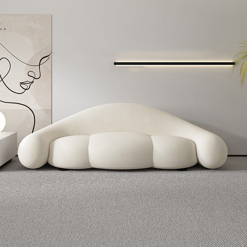 Contemporary White Seating Cushions Living Room Curved Settee