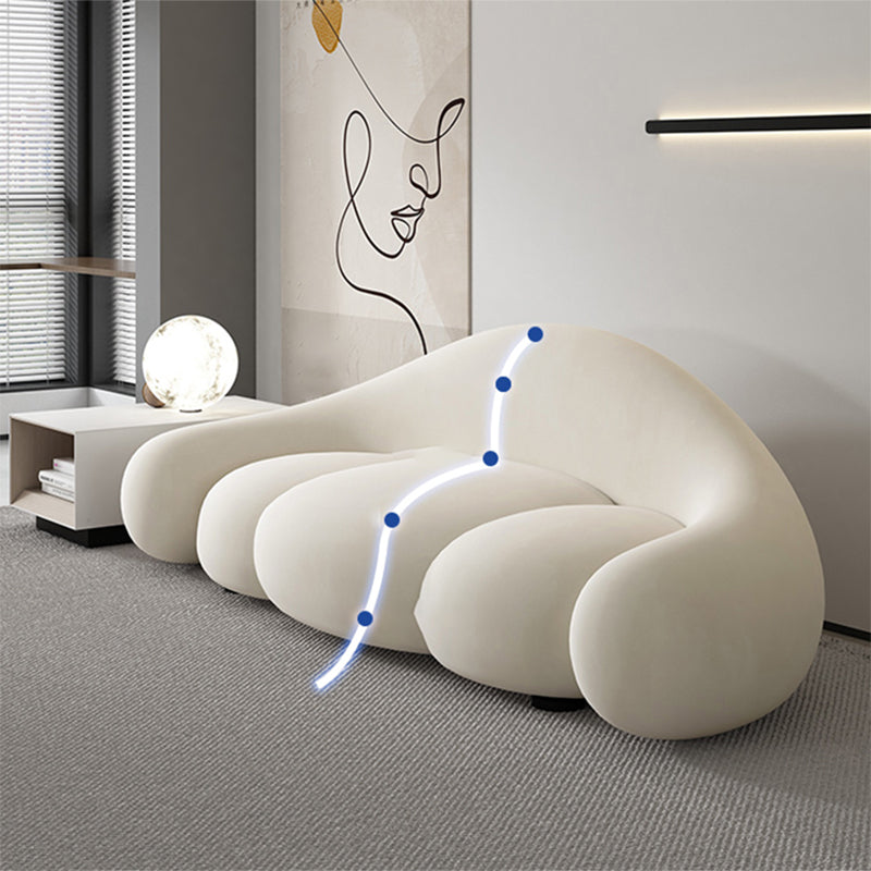 Contemporary White Seating Cushions Living Room Curved Settee
