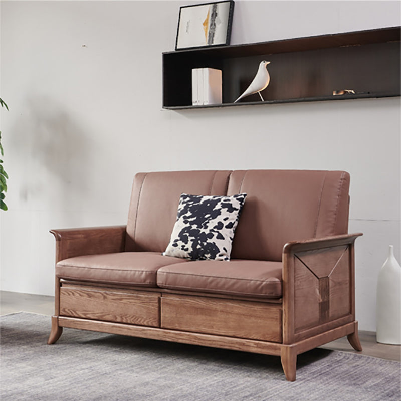Country/Farmhouse Dark Brown Cushions Flared Arm Living Room Seating