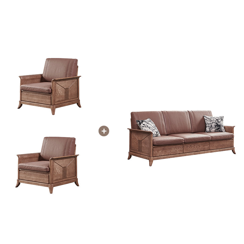 Country/Farmhouse Dark Brown Cushions Flared Arm Living Room Seating